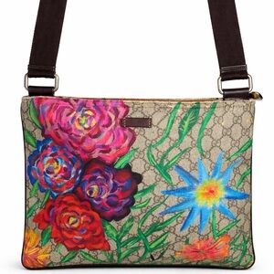 One of A Kind Hand Painted Gucci Custom Floral crossbody🌸